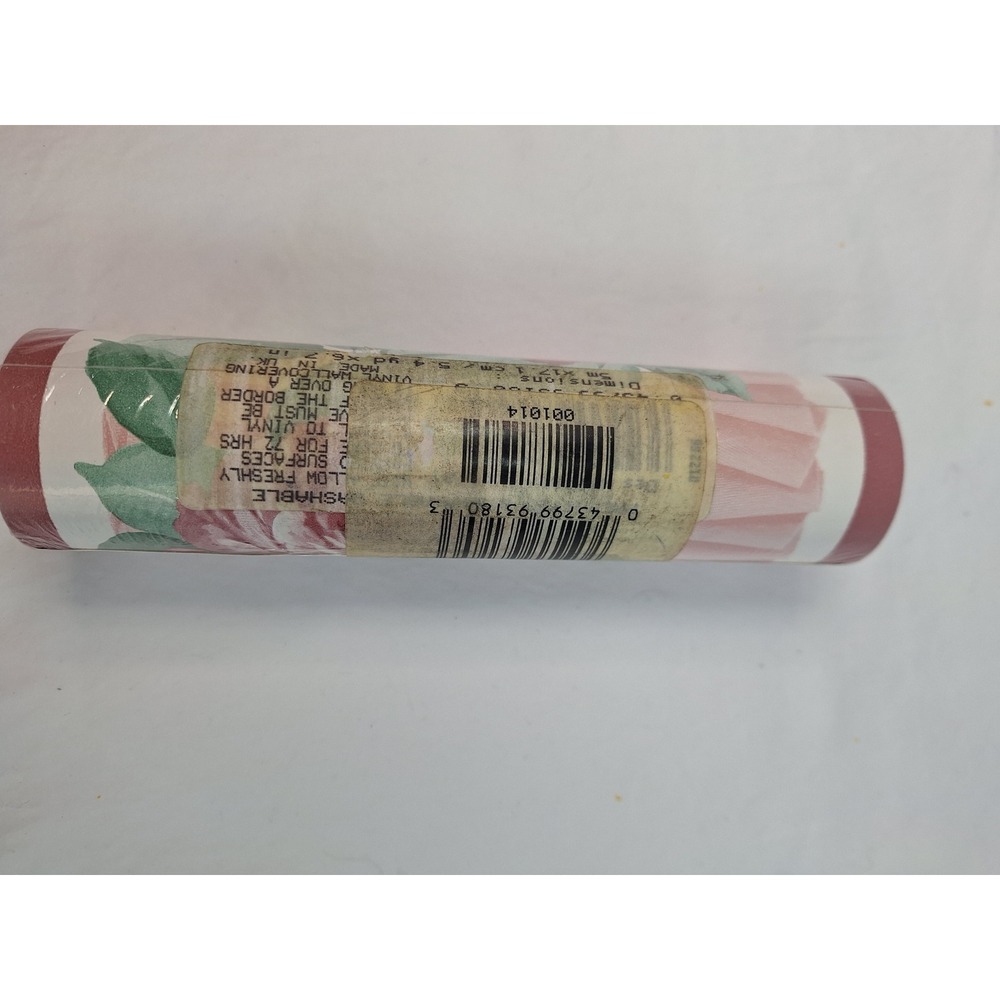 Vintage Kmart Pink Rose Floral Vinyl Wallpaper Border 5m x 17.1cm Made in UK NEW - Picture 4 of 5